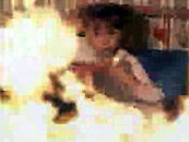 St&eacute;phanie dans les flammes.